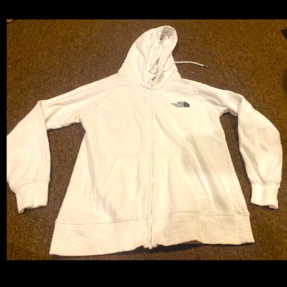 The North Face White Hooded Sweatshirt Long Sleeve Preowned casual warm - Picture 3 of 4